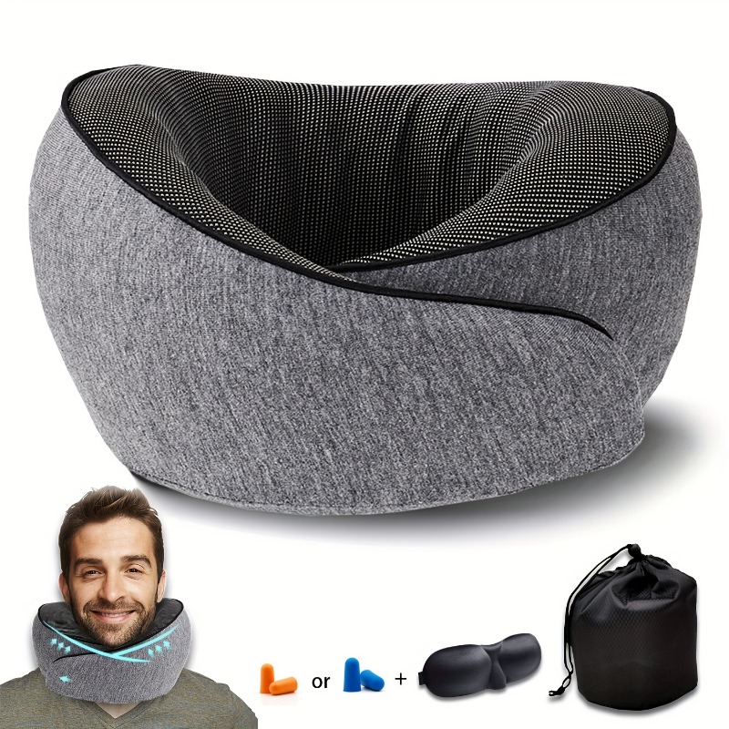 Earplug Set Foam - Traagschuim reiskussen neksteun 360-verstelbare vliegtuigkussenset met