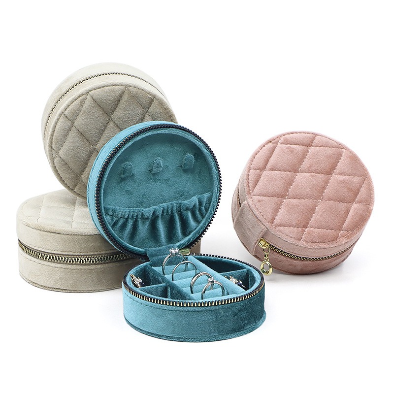 Accessories Travel Jewelry Box - Ronde Diamant Fluwelen Reissieradendoos Oorbellen Ketting