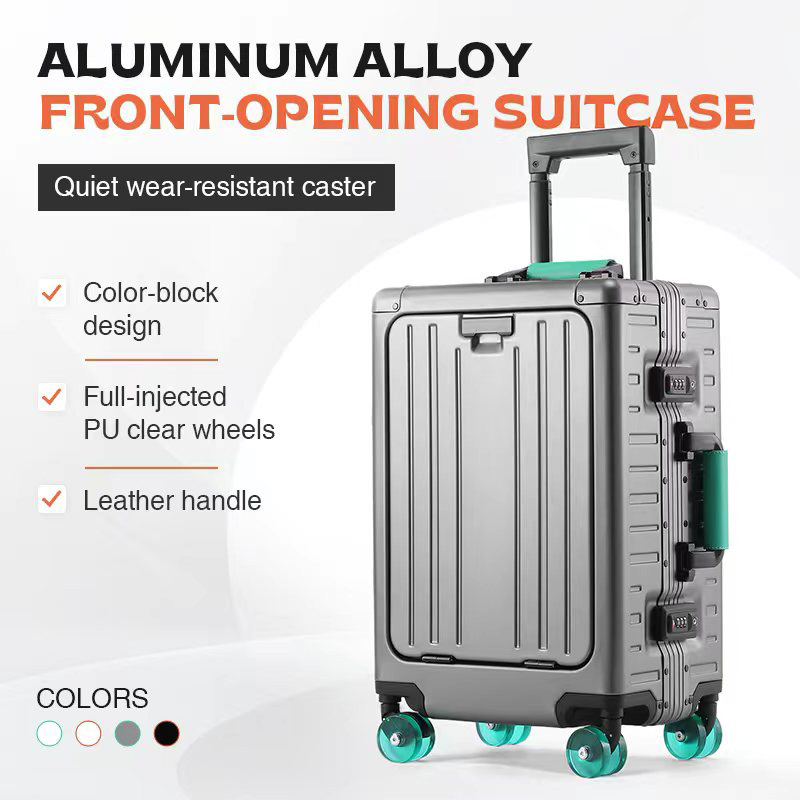 Travel Lock Tsa Approved - AIWEINY Aluminium-magnesiumlegering koffer, ontwerp met vooropening,