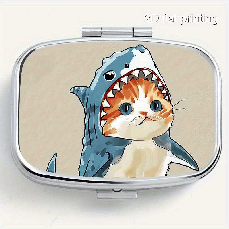 Accessories Travel Jewelry Box - 1 vierkante metalen doos met haaienkat-patroonprint