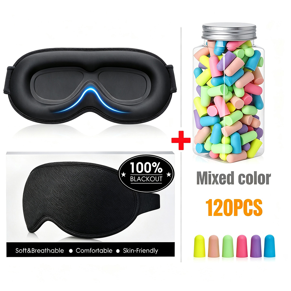 Earplug Set Foam - Slaapcombo-set - 3D Blackout slaapmasker &