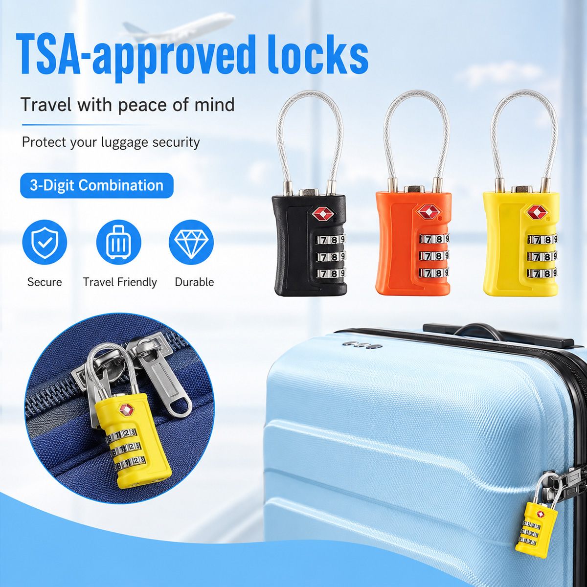 TSA goedgekeurd bagageslot 3-c - Travel Lock Tsa Approved recensie en prijs
